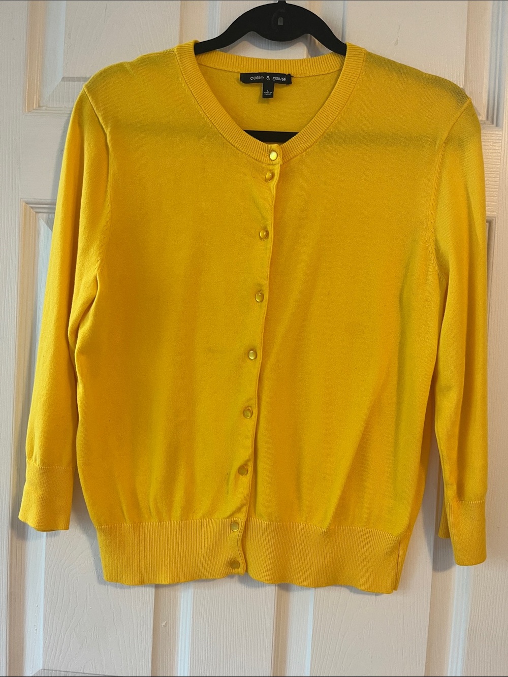 Cable & Gauge Bright Yellow Button-Front Cardigan